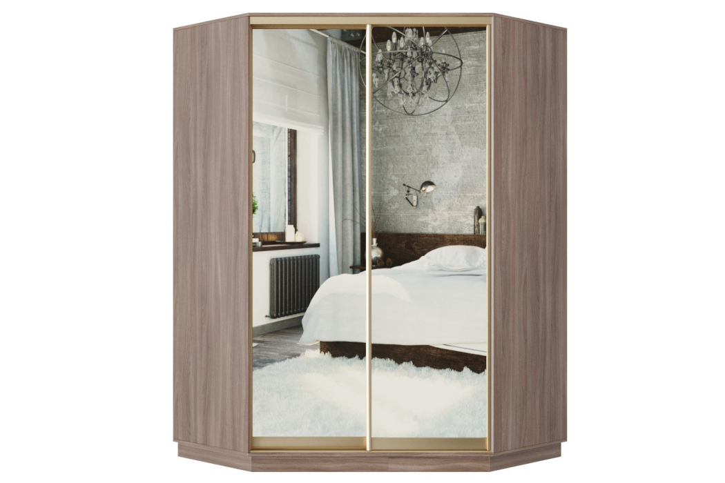 Угловые шкафы, Угловой шкаф-купе Премьер 71 Ясень шимо темный