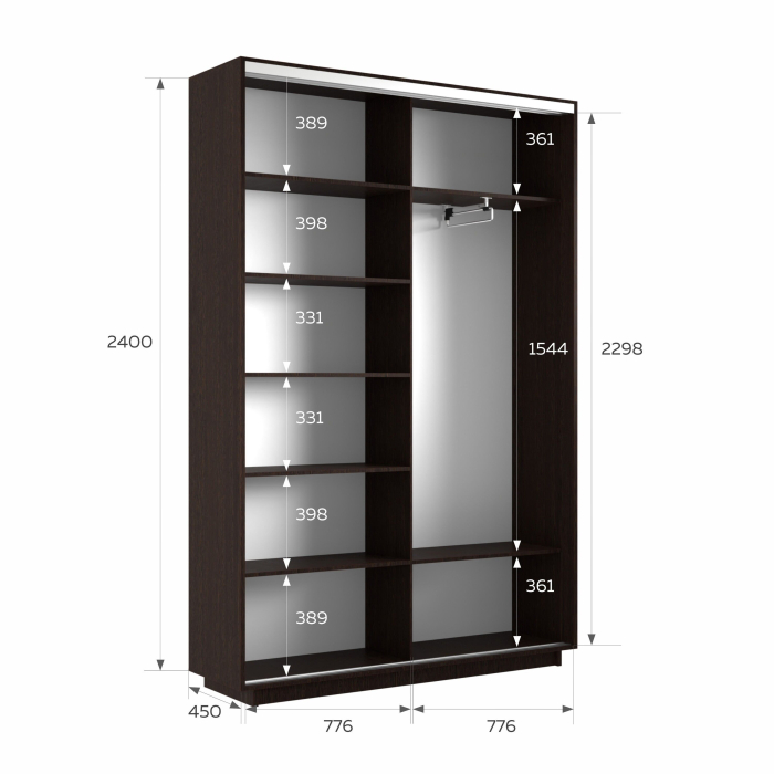 Шкафы-купе 2-х дверные, Шкаф-купе Экспресс 2-х дверный Фотопечать Шелк Стекла 160х45х240