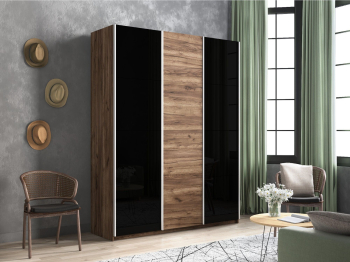 Шкаф-купе Прайм 3-х дверный Стекла черные/ДСП/Доводчики 180х57х230