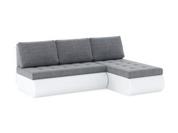 Диван-кровать угловой Кормак без подлокотников, рогожка +кож.зам белый