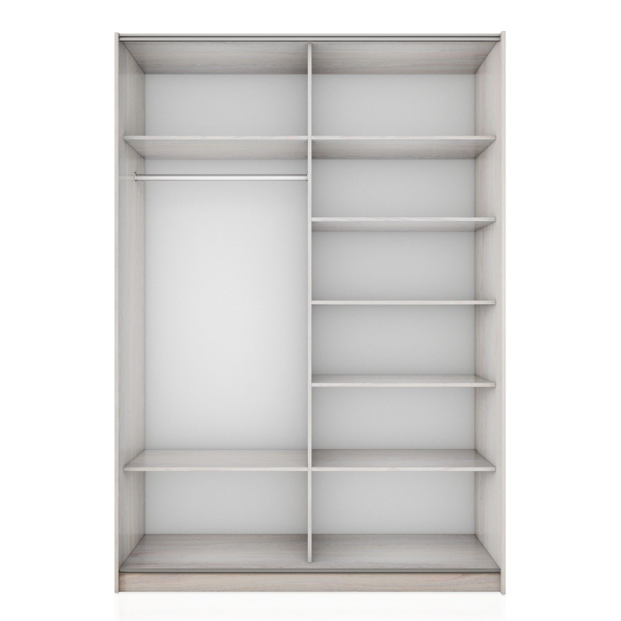 Шкафы-купе 2-х дверные, Шкаф-купе Широкий Прайм 2-х дверный ДСП/Стекло белое/Доводчики 220х57х230