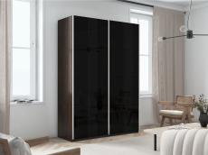 Шкафы-купе 2-х дверные, Шкаф-купе Прайм 2-х дверный Стекла черные/Доводчики 160х57х230