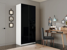 Шкафы распашные, Шкаф распашной Е1 Локер 101x52.5x220 см, с черным стеклом , полками и модулем