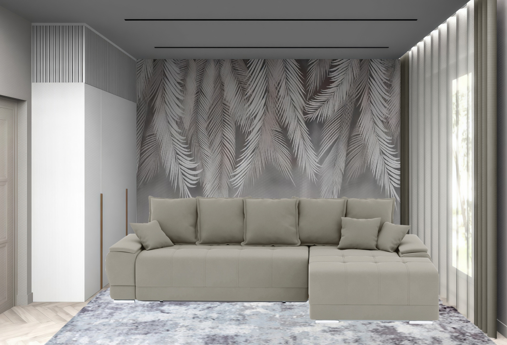 Гостиная, Диван-кровать угловой Нордвикс ПБ, велюр