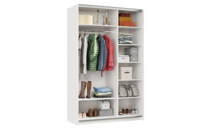 Шкаф-купе Smart 1422 2х дверный (фасады ЛДСП/зеркало) профиль серебро