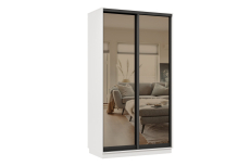 Шкафы-купе 2-х дверные, Шкаф-купе Премьер 01 (01ЗБ;01ЗБ) фасады зеркало бронза/двухдверный/Профиль чёрный муар