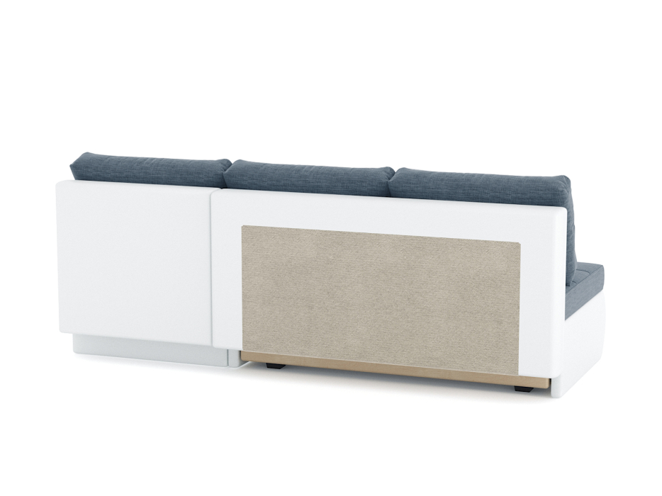 Диваны угловые в гостиную, Диван-кровать угловой Кормак без подлокотников, рогожка +кож.зам белый