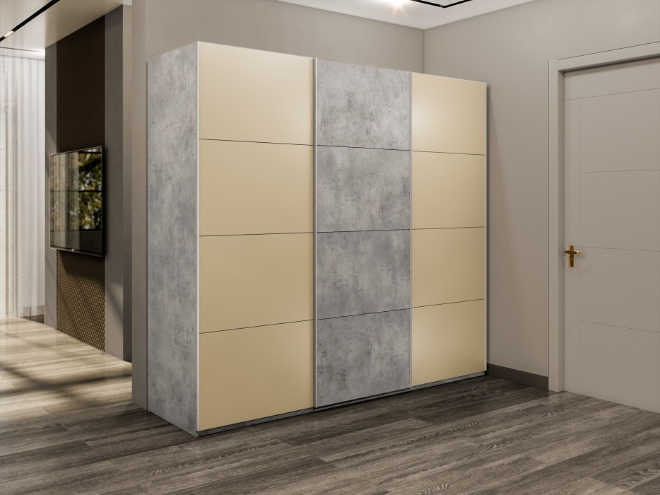 Шкафы-купе 3-х дверные, Шкаф-купе Эста 3-х дверный ДСП/Стекла фисташка/Доводчик 240х66х240