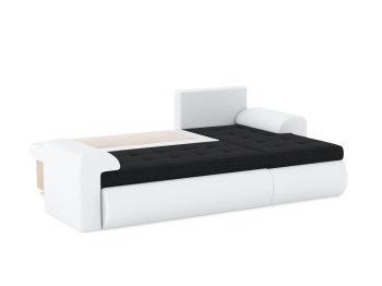 Диван-кровать угловой Кормак с подлокотниками, рогожка +кож. зам.