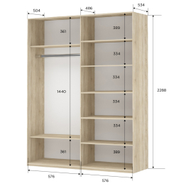 Шкаф-купе Прайм 2-х дверный Стекла пудра/Доводчики 120х57х230