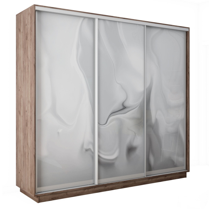 Шкафы-купе 3-х дверные, Шкаф-купе Экспресс 3-х дверный Фотопечать Шелк Стекла 210х45х220