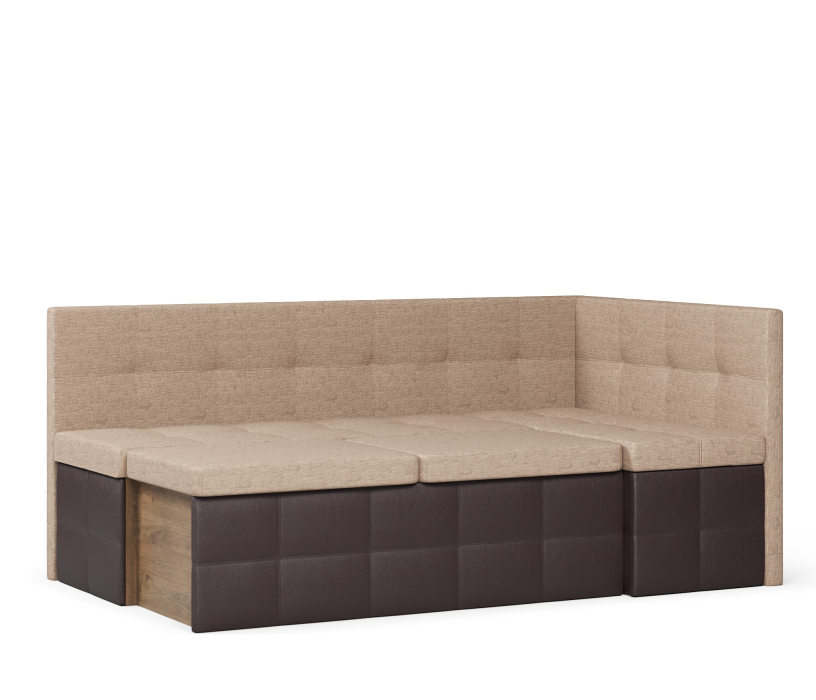 Диваны угловые кухонные, Диван кухонный угловой Домино выкатной, рогожка+экокожа