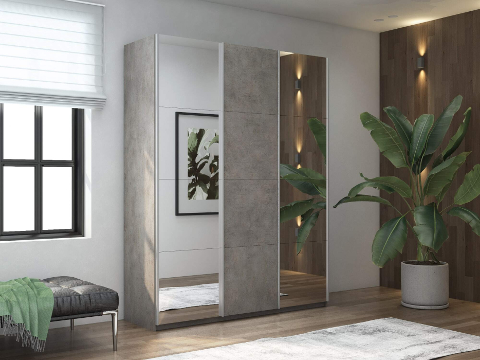 Шкафы-купе 3-х дверные, Шкаф-купе Широкий Прайм 3-х дверный Зеркала/ДСП/Доводчики 240х57х230