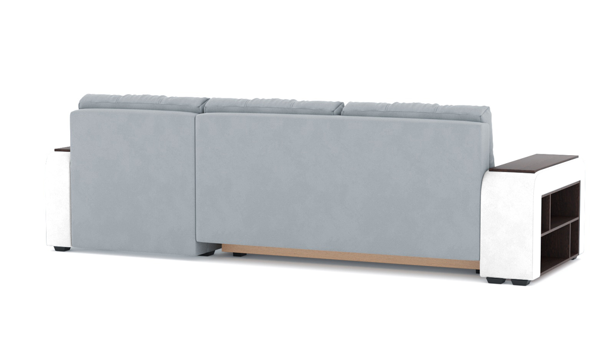 Диваны угловые в гостиную, Диван-кровать угловой Милан ПБ еврокнижка, велюр+кож.зам.