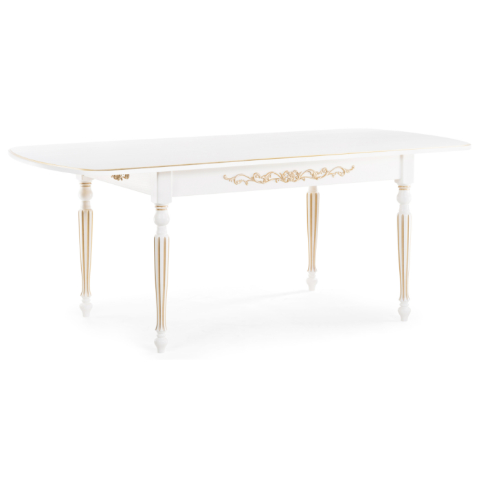 Обеденные столы, Стол деревянный Бевье молочный/золото