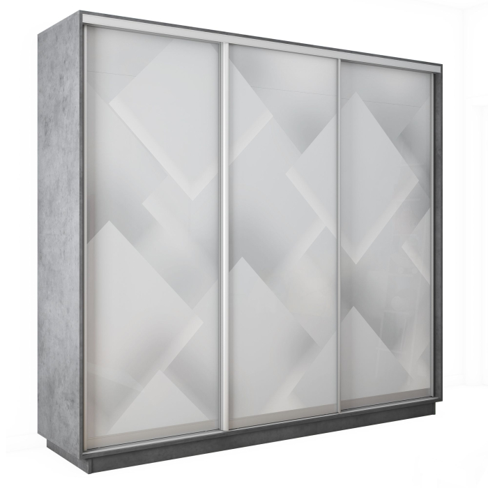 Шкафы-купе 3-х дверные, Шкаф-купе Экспресс 3-х дверный Фотопечать Квадрат Стекла 240х45х240