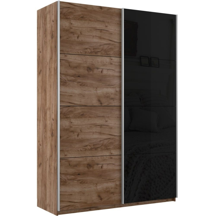 Шкафы-купе 2-х дверные, Шкаф-купе Прайм 2х дверный ДСП/Стекло черное 160х57х230