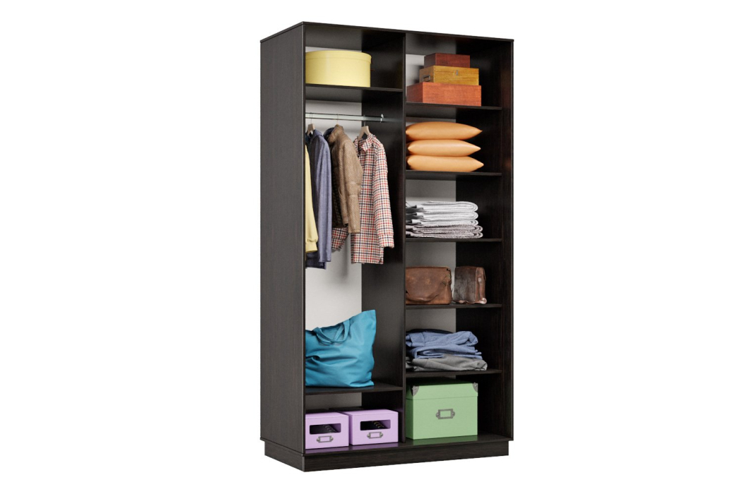 Шкафы-купе 2-х дверные, Шкаф-купе Премьер МИНИ 04 (01ЗГ;01ЗГ) фасады зеркало графит/двухдверный/Профиль чёрный муар