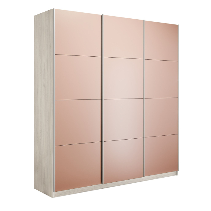 Шкафы-купе 3-х дверные, Шкаф-купе Прайм 3-х дверный Стекла пудра/Доводчики 210х57х230