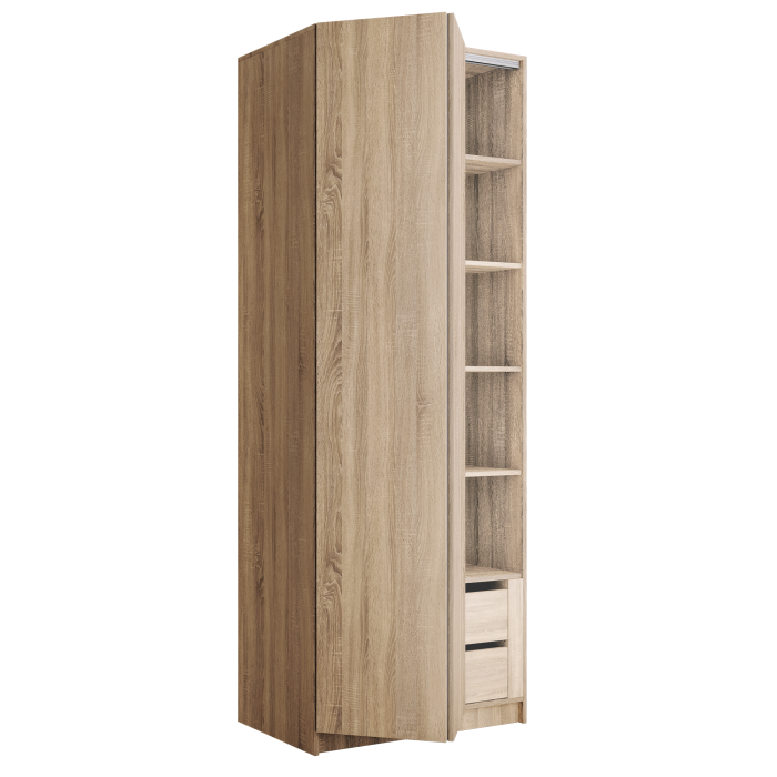 Шкафы распашные, Шкаф складной Е1 Локер ("Гармошка" с системой Push to Move/Левый)81х52.5х220 см, с полками и модулем