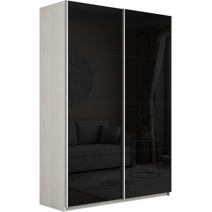 Шкафы-купе 2-х дверные, Шкаф-купе Прайм 2-х дверный Стекла черные/Доводчики 120х57х230