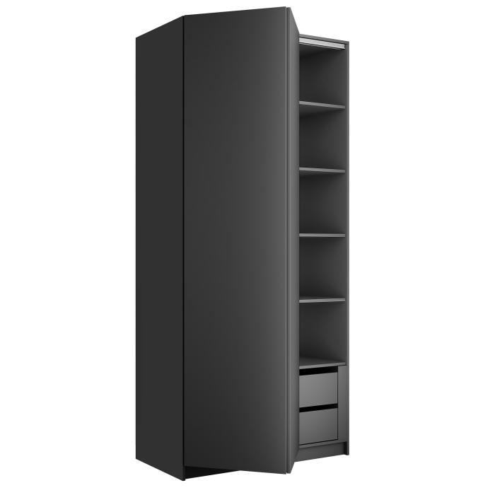 Шкафы распашные, Шкаф складной Е1 Локер ("Гармошка" с системой Push to Move/Левый)101х52,5х220 см, с полками и модулем