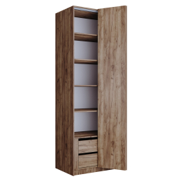 Шкаф складной Е1 Локер ("Гармошка" с системой Push to Move/Правый)81х52.5х220 см, с полками и модулем