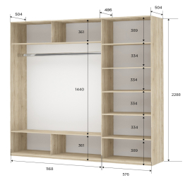 Шкаф-купе Прайм 3-х дверный Стекла хаки/ДСП/Доводчики 180х57х230