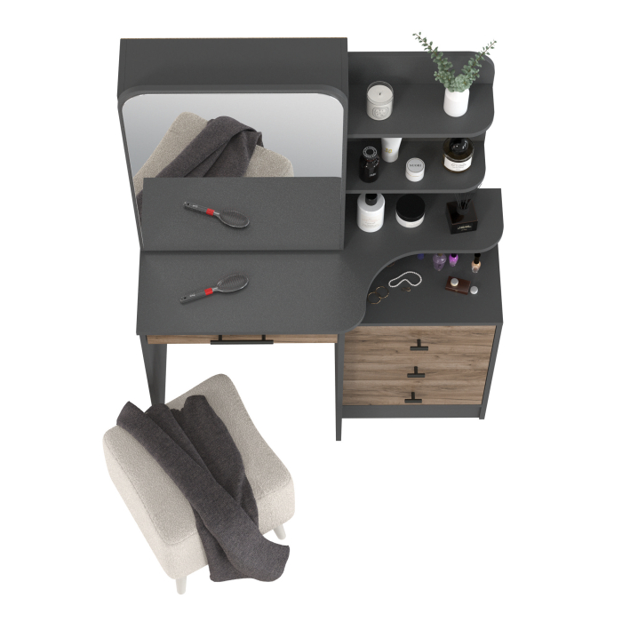С зеркалом, Дамское трюмо Верона 4-25101 с банкеткой Куби