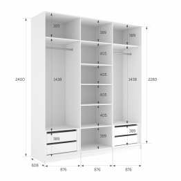 Шкаф-купе Эста Трио Стекло белое 270х66х240
