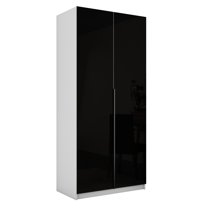 Шкафы распашные, Шкаф распашной Е1 Локер 101x52.5x220 см, с черным стеклом и модулем