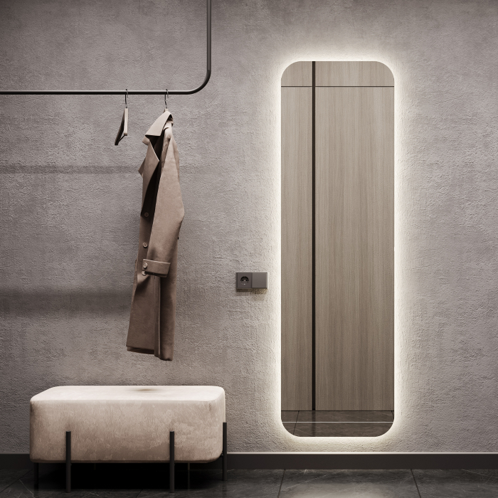 Зеркала в спальню, Зеркало с подсветкой GENGLASS KUVINO NF LED L, с проводом