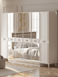 Шкаф в спальню 6-ти дверный Валенсия (серебро)