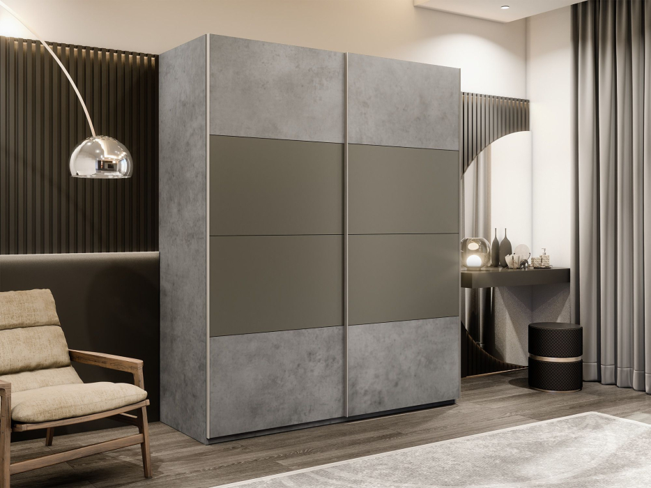 Шкафы-купе 2-х дверные, Шкаф-купе Эста 2-х дверный ДСП/Стекла хаки/Доводчик 180х66х240