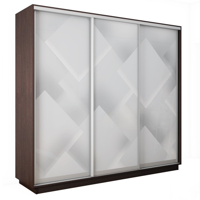 Шкафы-купе 3-х дверные, Шкаф-купе Экспресс 3-х дверный Фотопечать Квадрат Стекла 240х60х240