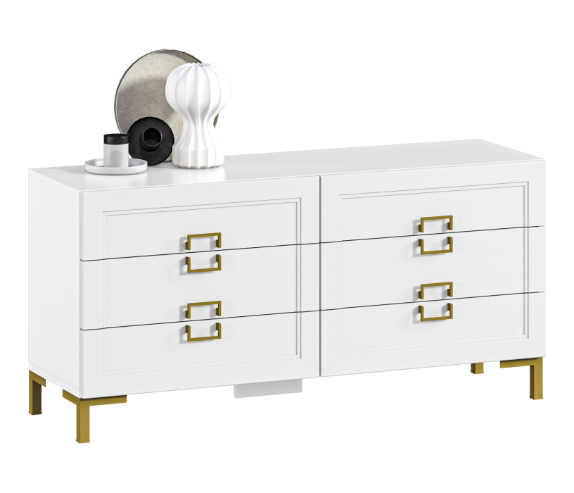 Комоды, Комод Ассоль СБ-3435 Белый/МДФ Белый