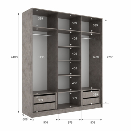 Шкаф-купе Эста 3-х дверный Стекла фисташка/Доводчик 300х66х240