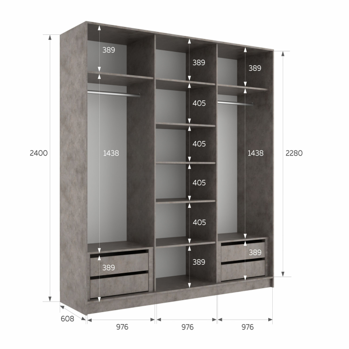 Шкафы-купе 3-х дверные, Шкаф-купе Эста 3-х дверный Стекла фисташка/Доводчик 300х66х240