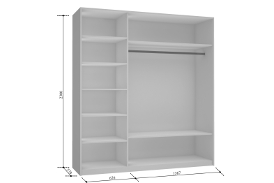 Шкаф Прайм трио 1ДСП+2 зеркало 2300х2100х570