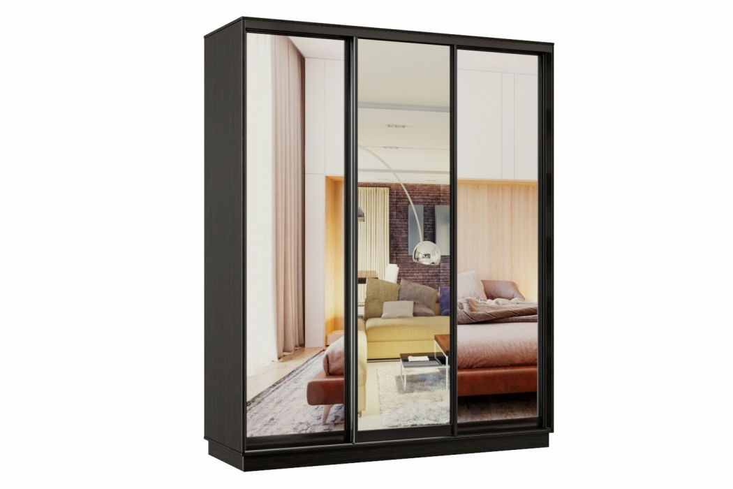 Шкафы-купе 3-х дверные, Шкаф-купе Премьер 28 венге