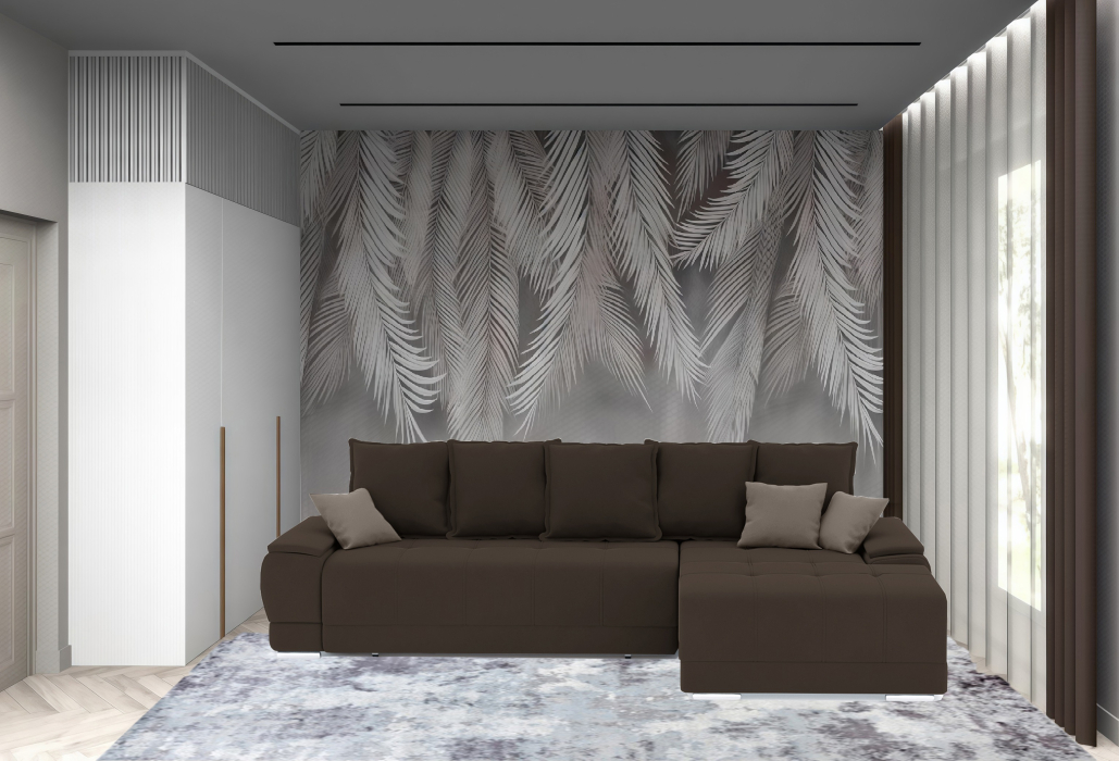 Гостиная, Диван-кровать угловой Нордвикс ПБ, велюр