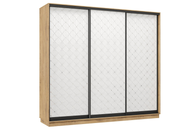 Шкаф-купе Премьер 35  (01РБ;01РБ;01РБ) фасады ромб белый/трёхдверный/Профиль чёрный муар