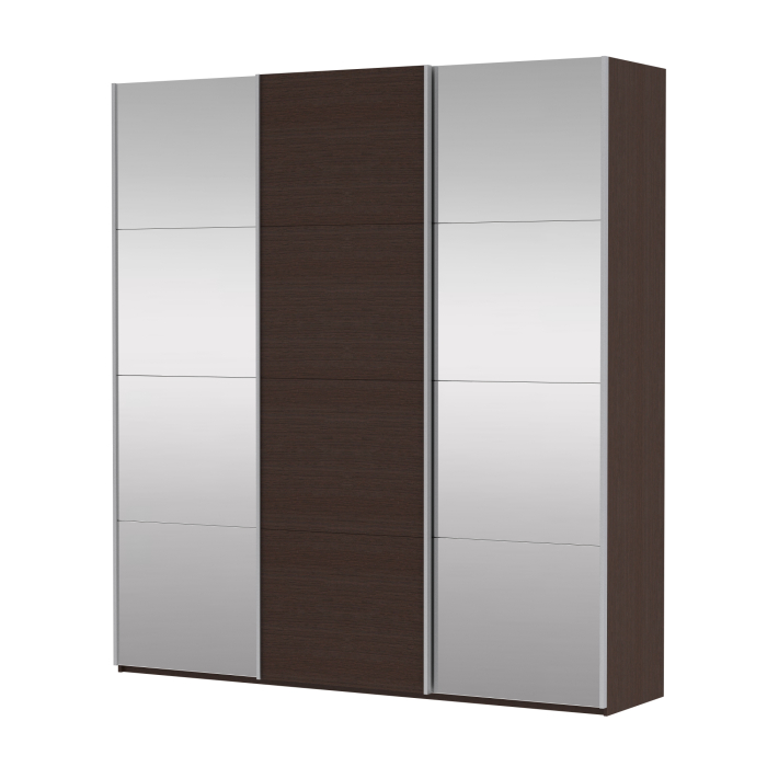 Шкафы-купе 3-х дверные, Шкаф Прайм трио 1ДСП+2 зеркало 2300х2100х570