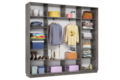 Шкаф-купе Премьер 57 (11ЗГ;11ЗГ;11ЗГ) фасады зеркало графит/трёхдверный/Профиль чёрный муар