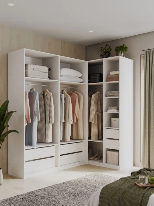 Шкафы, Угловой шкаф для одежды распашной с ящиками, София, 2200х2100х1300мм