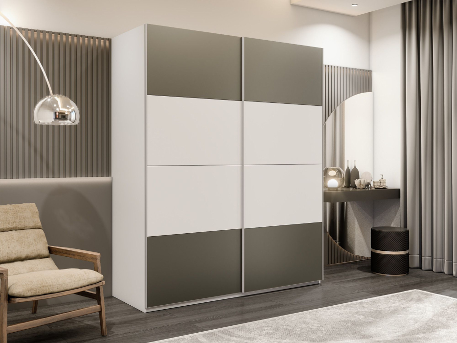 Шкафы-купе 2-х дверные, Шкаф-купе Эста 2-х дверный ДСП/Стекла хаки/Доводчик 180х66х240